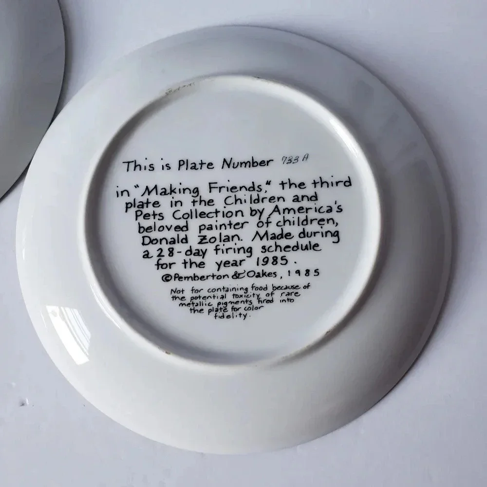 Vintage Donald Zolan plates set of 3 making a friends